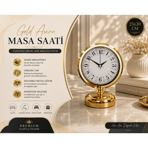 Golden Grace 25 x 20 Gold Metal Masa Saati