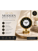 Mermer Işıltısı Gold 25 x 20 cm Metal Masa Saati