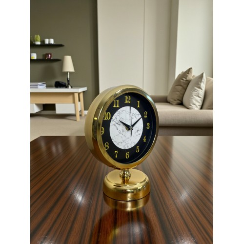 Mermer Işıltısı Gold 25 x 20 cm Metal Masa Saati