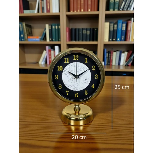 Mermer Işıltısı Gold 25 x 20 cm Metal Masa Saati