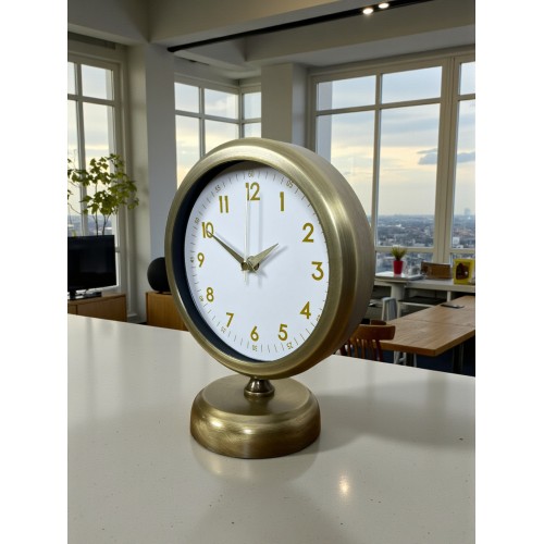 Vintage Luxury 25 x 20 cm Eskitme Metal Masa Saati