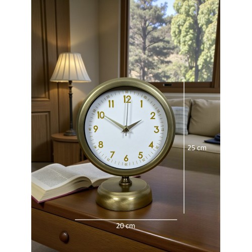 Vintage Luxury 25 x 20 cm Eskitme Metal Masa Saati