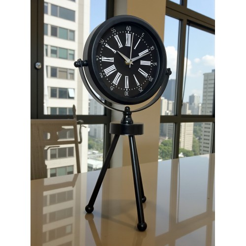 Heritage Black Üç Ayaklı Metal Masa Saati