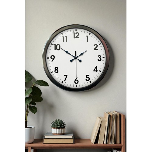 Siyah Klasik 52 cm Modern Duvar Saati