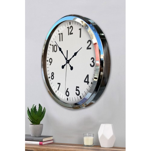 Krom Şıklık 52 cm Metal Modern Duvar Saati