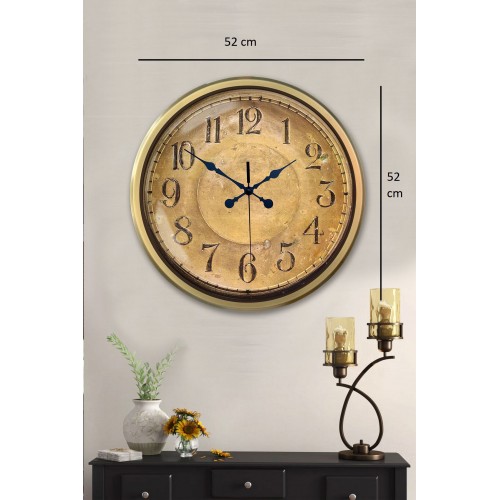 Bronz Nostalji 52 cm Metal Eskitme Duvar Saati