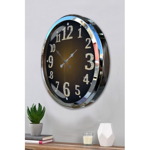 Krom Işıltılı Zaman 52 cm Metal Duvar Saati