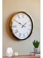 İhtişamlı Gold 52 cm Metal Roma Rakamlı Lüks Duvar Saati