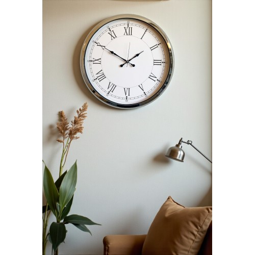 Roma Zarafeti Krom 52 cm Metal Duvar Saati