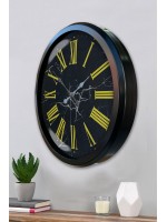 Siyah Mermer Desenli 52 cm Metal Duvar Saati