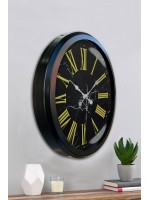 Siyah Mermer Desenli 52 cm Metal Duvar Saati
