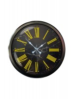 Siyah Mermer Desenli 52 cm Metal Duvar Saati