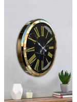 Black Marble Gold 52 cm Metal Duvar Saati