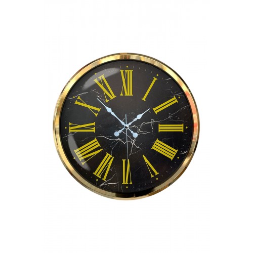 Black Marble Gold 52 cm Metal Duvar Saati