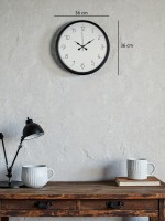 36 cm Siyah Dekoratif Duvar Saati – Rakamlı Beyaz Kadran (PP-3604B)