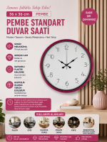 36 cm Pembe Standart Duvar Saati