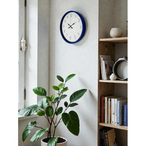 36 cm Lacivert Dekoratif Duvar Saati – Rakamlı Beyaz Kadran (PP-3604V)