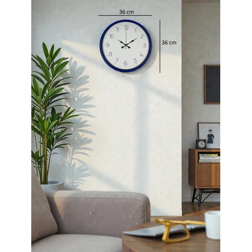 36 cm Lacivert Dekoratif Duvar Saati – Rakamlı Beyaz Kadran (PP-3604V)