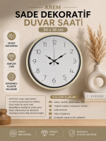 36 cm Krem Sade Dekoratif Duvar Saati