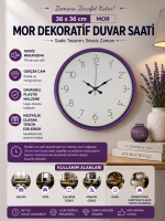 36 cm Mor Dekoratif Duvar Saati (PP-3604Z)