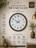 36 cm Kahverengi Dekoratif Duvar Saati (PP-3605I)
