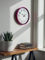36 cm Pembe Dekoratif Duvar Saati – Rakamlı Beyaz Kadran (PP-3605P)