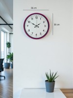 36 cm Pembe Dekoratif Duvar Saati – Rakamlı Beyaz Kadran (PP-3605P)