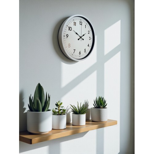 36 cm Beyaz Dekoratif Duvar Saati (PP-3605W)