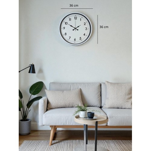 36 cm Beyaz Dekoratif Duvar Saati (PP-3605W)