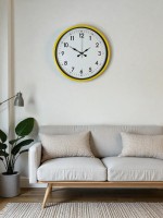 36 cm Sarı Dekoratif Duvar Saati – Rakamlı Beyaz Kadran (PP-3605Y)
