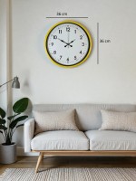 36 cm Sarı Dekoratif Duvar Saati – Rakamlı Beyaz Kadran (PP-3605Y)