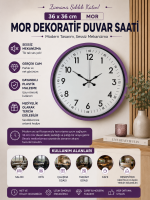 36 cm Mor Dekoratif Duvar Saati (PP-3605Z)
