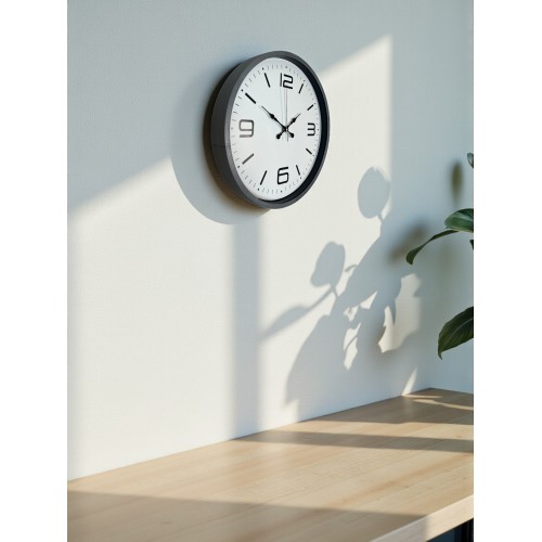 36 cm Gri Dekoratif Duvar Saati (PP-3608K)