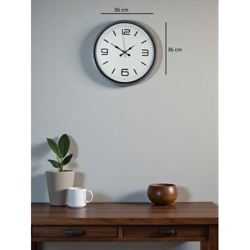 36 cm Gri Dekoratif Duvar Saati (PP-3608K)