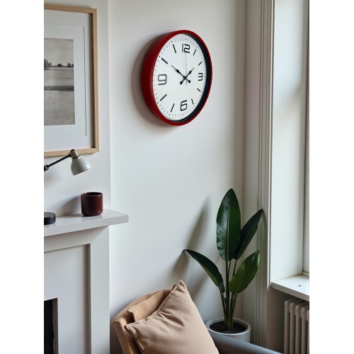 36 cm Kırmızı Modern Dekoratif Duvar Saati