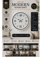 36 cm Beyaz Modern Dekoratif Duvar Saati
