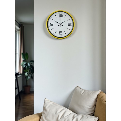 36 cm Sarı Modern Dekoratif Duvar Saati