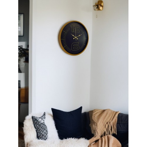 36 cm Kahverengi Modern Duvar Saati – Modern Geniş Altın Rakamlı