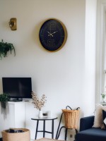 36 cm Kahverengi Modern Duvar Saati – Modern Geniş Altın Rakamlı