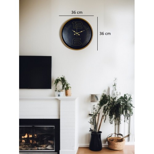 36 cm Kahverengi Modern Duvar Saati – Modern Geniş Altın Rakamlı