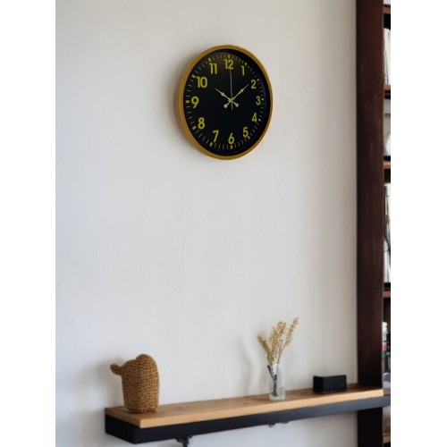 36 cm Kahverengi Gold Rakamlı Duvar Saati – Şık Altın Rakamlı
