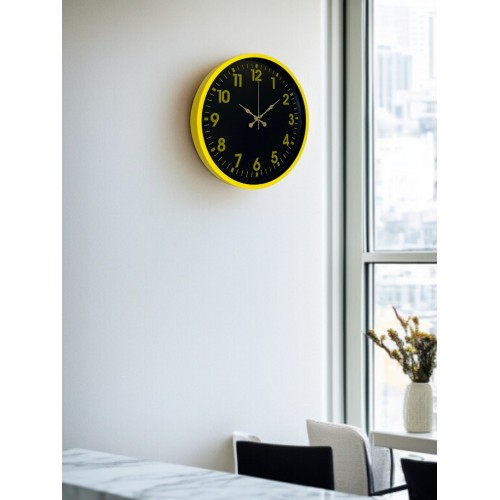 36 cm Sarı Standart Duvar Saati – Standart Altın Rakamlı