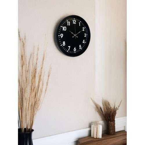 36 cm Siyah Modern Duvar Saati (PP-3631B)