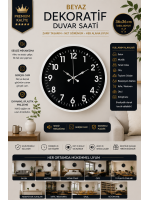36 cm Beyaz Dekoratif Duvar Saati (PP-3631W)