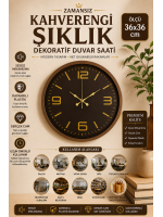 36 cm Kahverengi Dekoratif Duvar Saati – Şıklık Kahve Kadran
