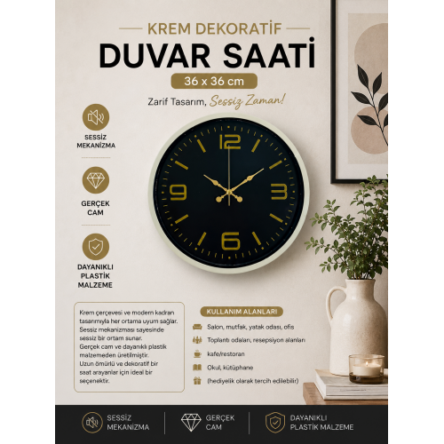 36 cm Dekoratif Modern Duvar Saati