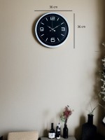 36 cm Modern Dekoratif Duvar Saati – Modern Beyaz Rakamlı Siyah Kadran (PP-3645W)