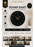 36 cm Beyaz Zarif Duvar Saati