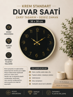 36 cm Krem Standart Duvar Saati
