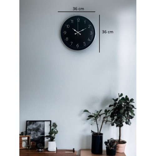 36 cm Sade Dekoratif Duvar Saati – Sade Siyah Kadran